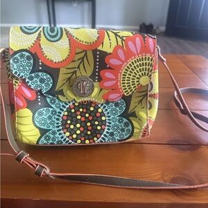 Vera Bradley Yellow and Orange Crossbody Bag with Bohemian Flair